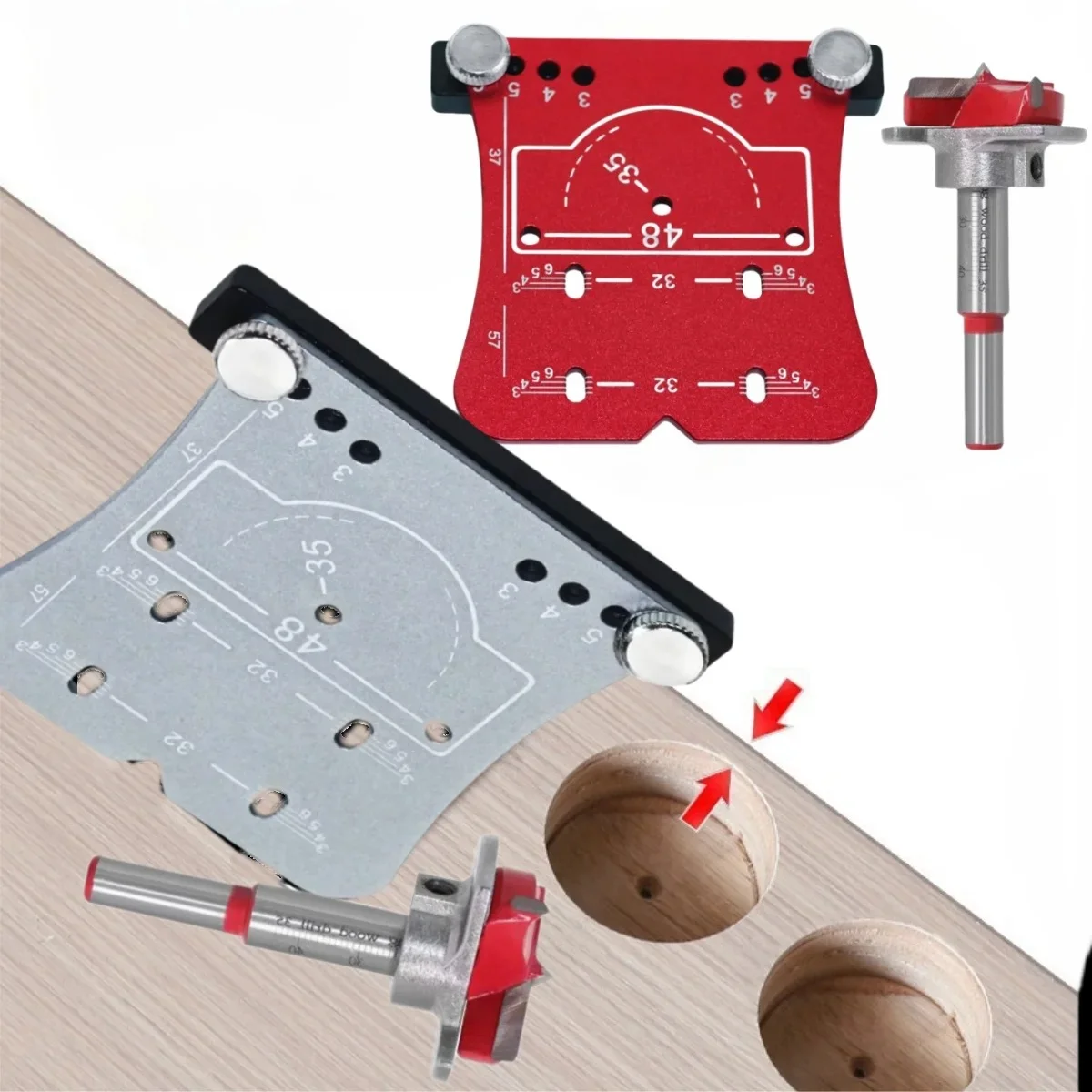 35mm Woodworking Hinge Hole Opener Punch Tool,Punch Locator And Limiting Frame,Quick And Precise Drilling And Mounting Of Hinges - view 2