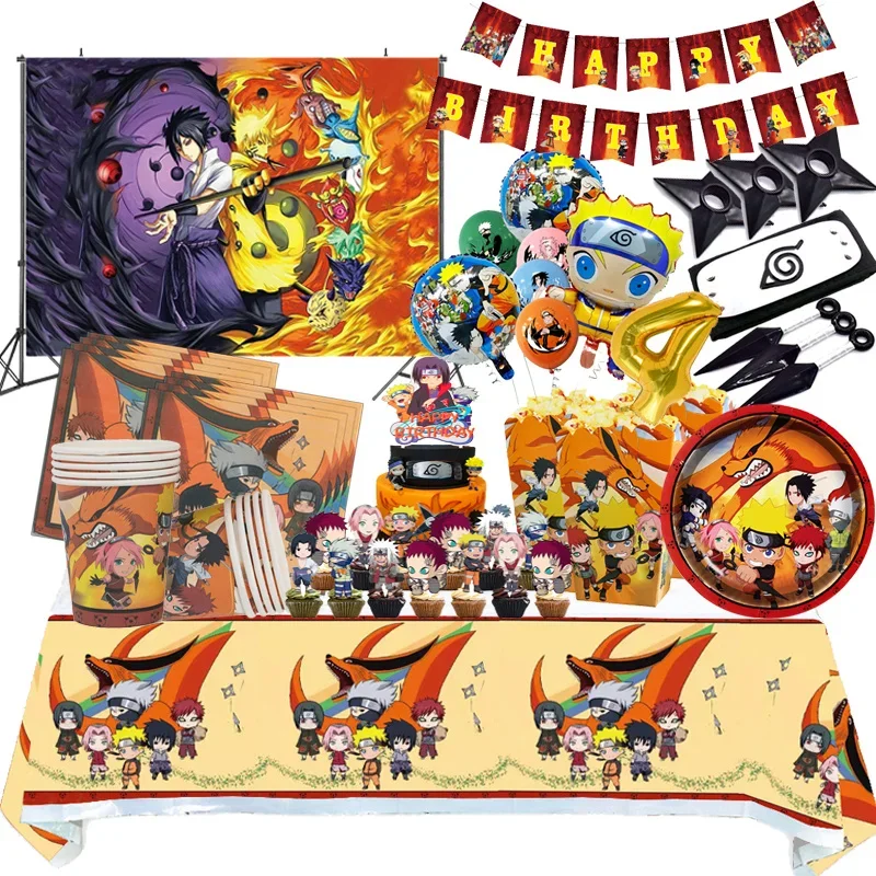 

Naruto Decorations Cartoon Birthday Deco Headband Party Favors Backpack Poster Disposable Party Tableware Tablecloth Plates Cups