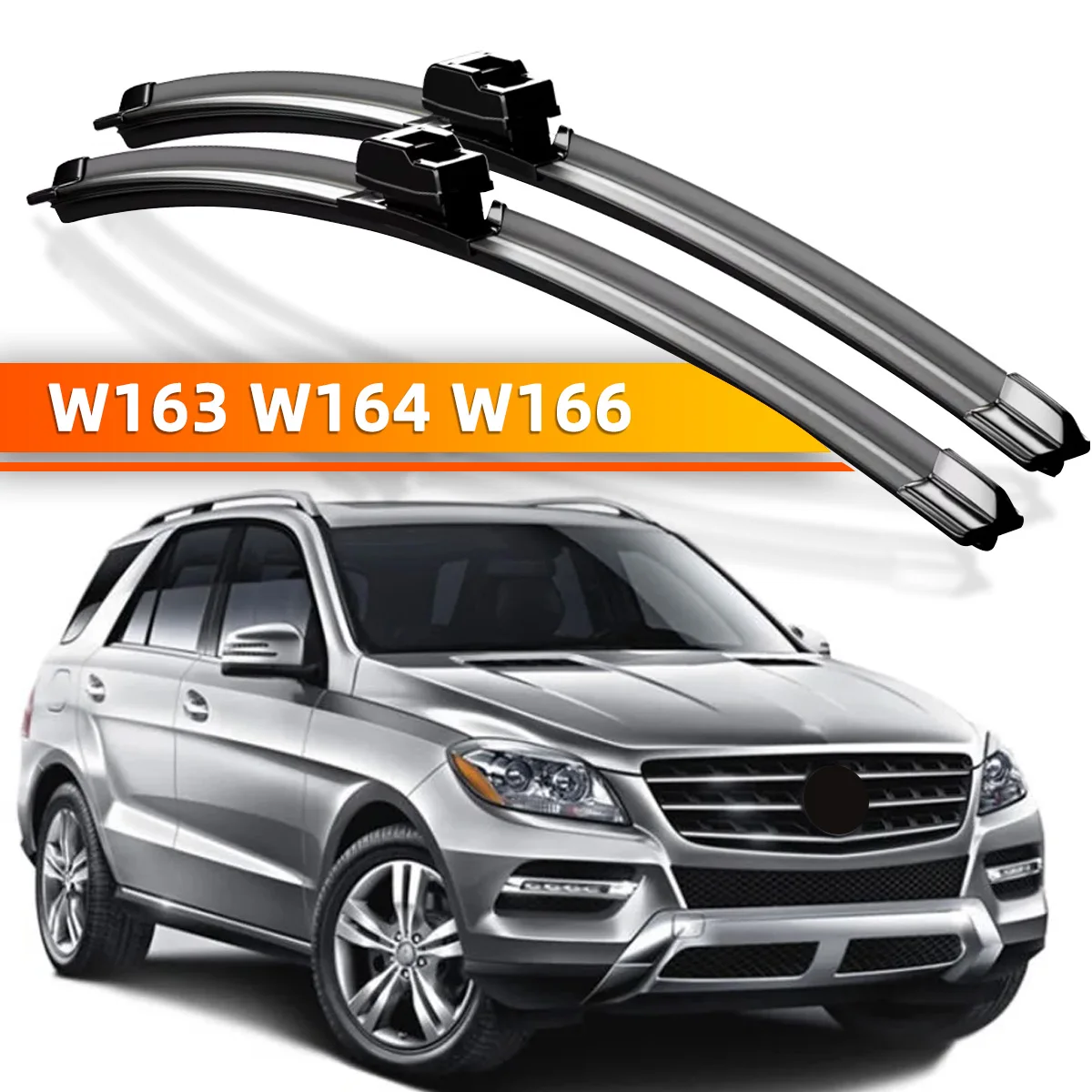 

2PCS Front Windshield Wiper Blades Suitable For Mercedes Benz M Ml W163 W164 W166 1998-2019 Attachment Windshield Window