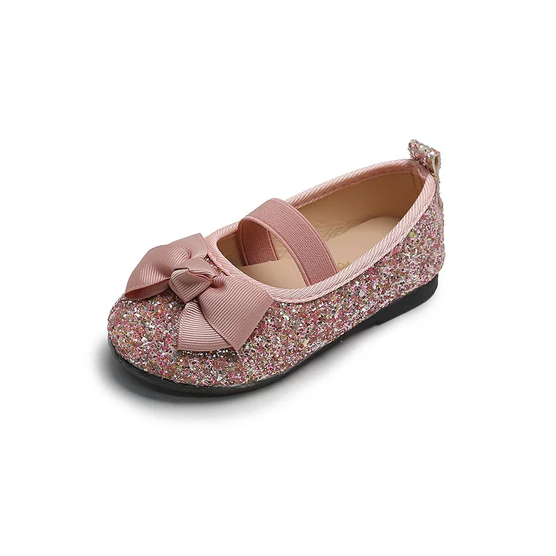 Bling Princess Shoes Fashion Spring Girls Shoes Flat Glitter Bowtie Children Flats Kids Shallow Shoes Baby Single Shoes Toddlers