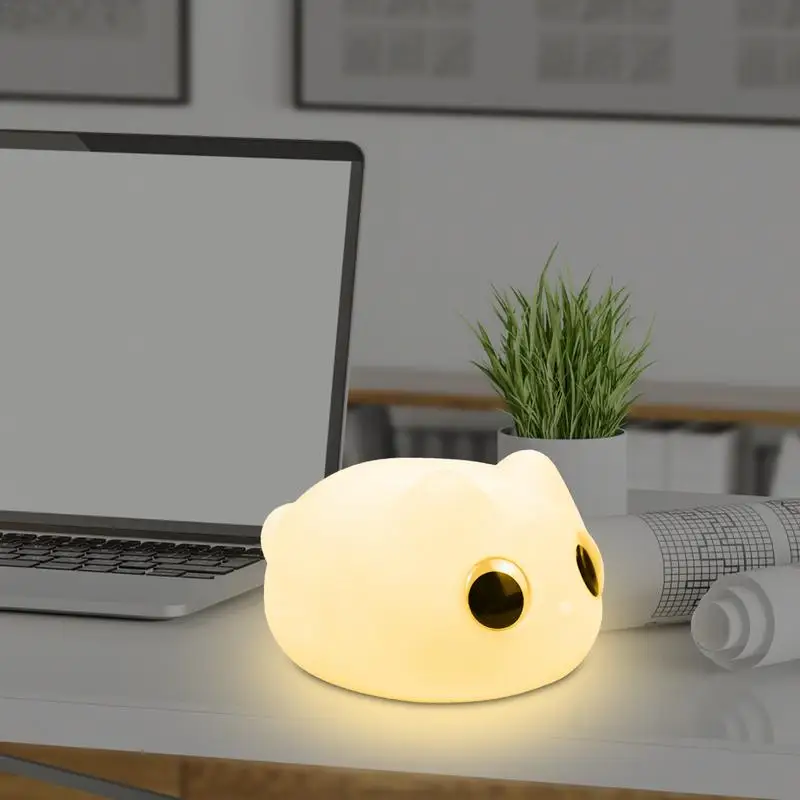 Cat Lamps For Bedroom Rechargeable Desk Lamp Silicone Animal Night Light Room Decor Tap Control Table Lamp Nightlight For Kids