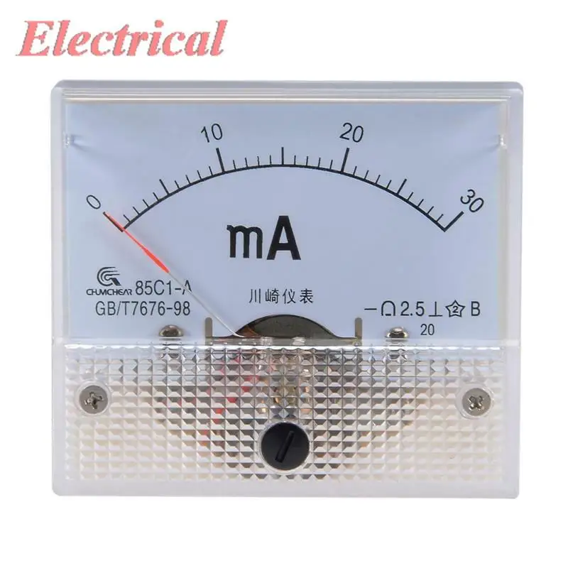 1PC Panel DC Current Ampere Meter Analog Ammeter 1mA 3mA 10mA 30mA 50mA 100mA 200mA 500mA 50uA 100uA 5V 10V 15V20VV 30V 50V 100V