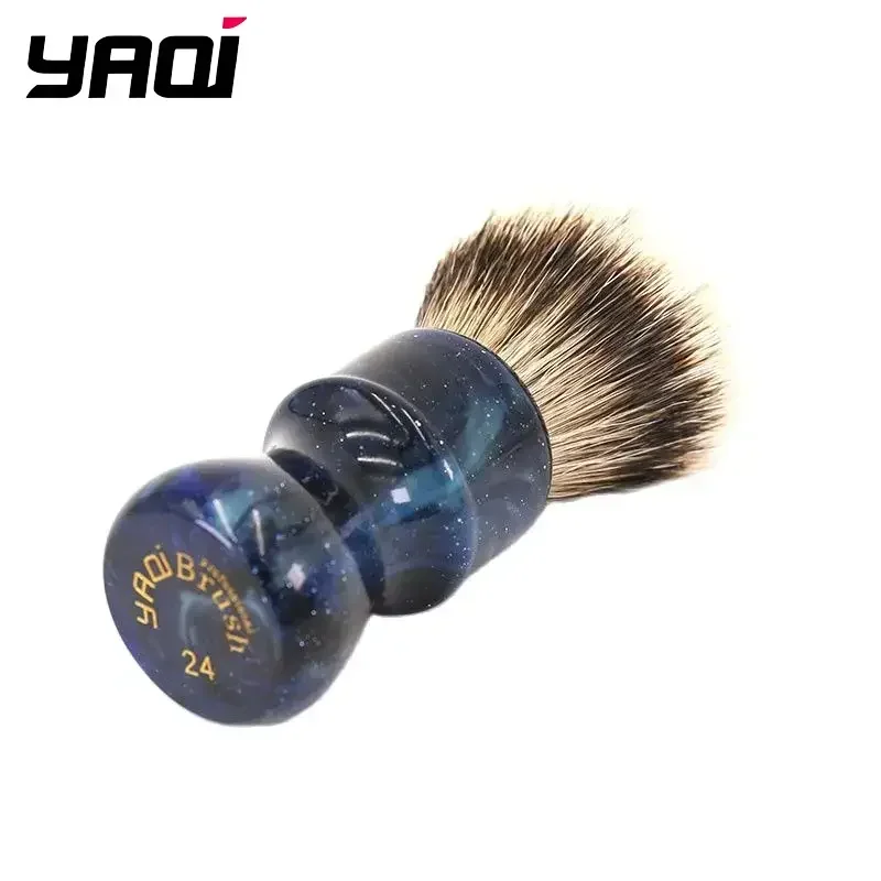 24MM Men 2026 Shaving Brushes Yaqi Mysterious Space Color Handle Silvertip Hair Knot Wet Shaving Brushes