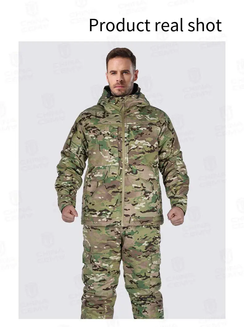 Men's Thermal Heat Reflective Camo Tactical Jacket Winter Military Hard Shell Windproof Durable Insulated Coat for Outdoor