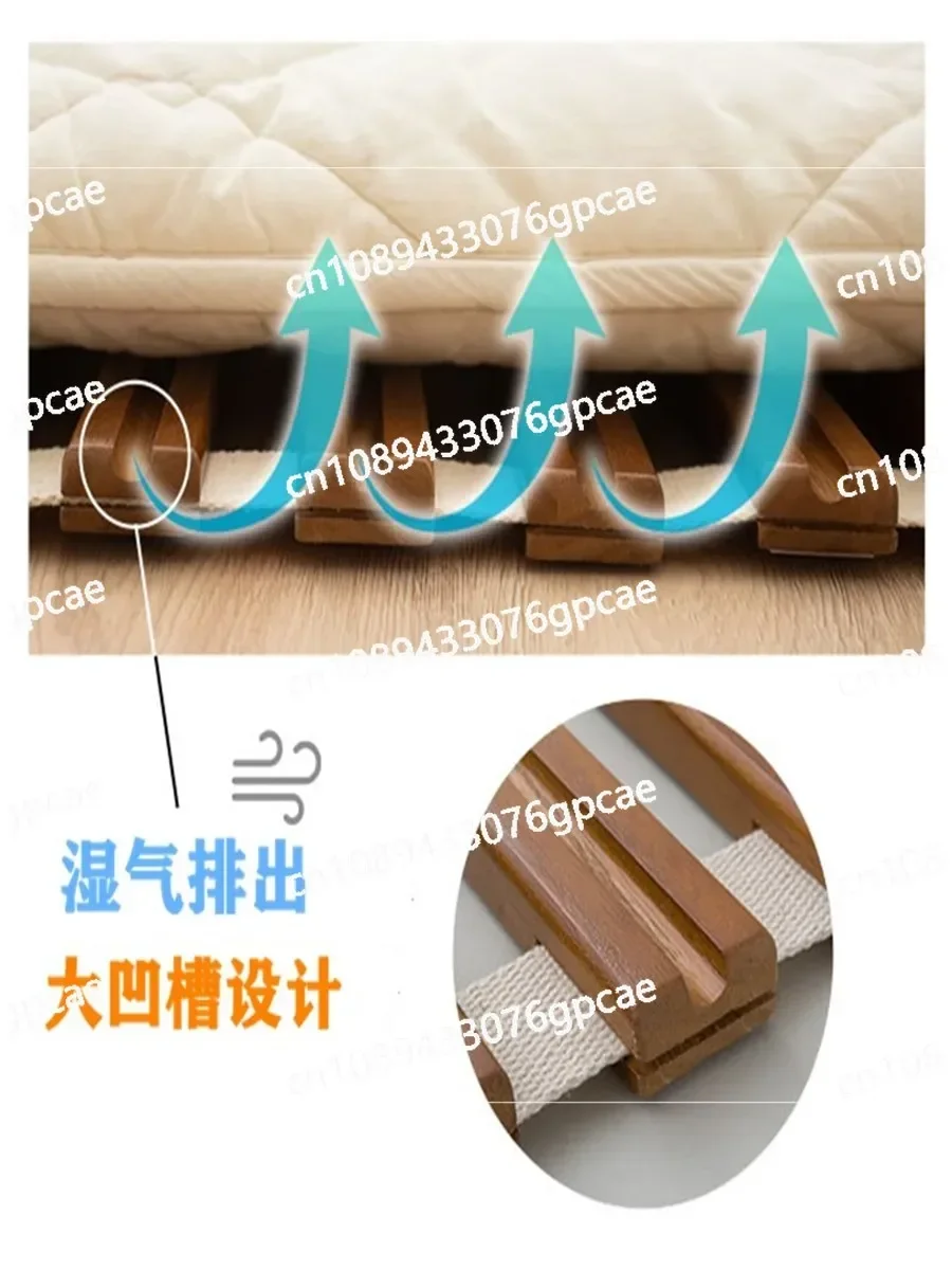 Moisture-proof Raised Row Skeleton Large Groove Breathable Floor Bed Board Carbonized Wood Roll Type Moisture Removal Simple Bed