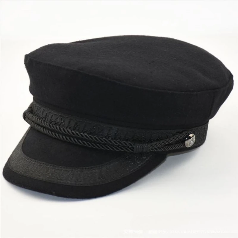 Oversize 63cm Navy Cap Men's Flat Top Sailor Hat Cotton Canvas Spring Autumn Retro Captain Hat Black Hat Boat Hats Unisex Gorras