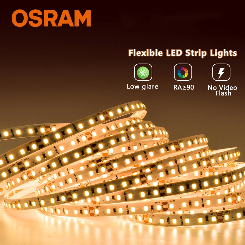 

OSRAM LED Strip Lights 24V 8W 10W 3000K 4000K Neutral White 120 LEDs Premium High Density Line Light Indoor LampsCRI 90+ IP20