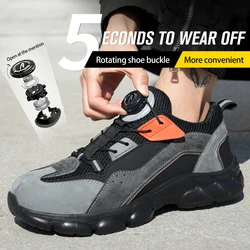 Rotated Button Safety Shoes For Men Sneakers Steel Toe Cap Shoe Construction Work Shoes Puncture-Proof Work Safety Shoes Boots