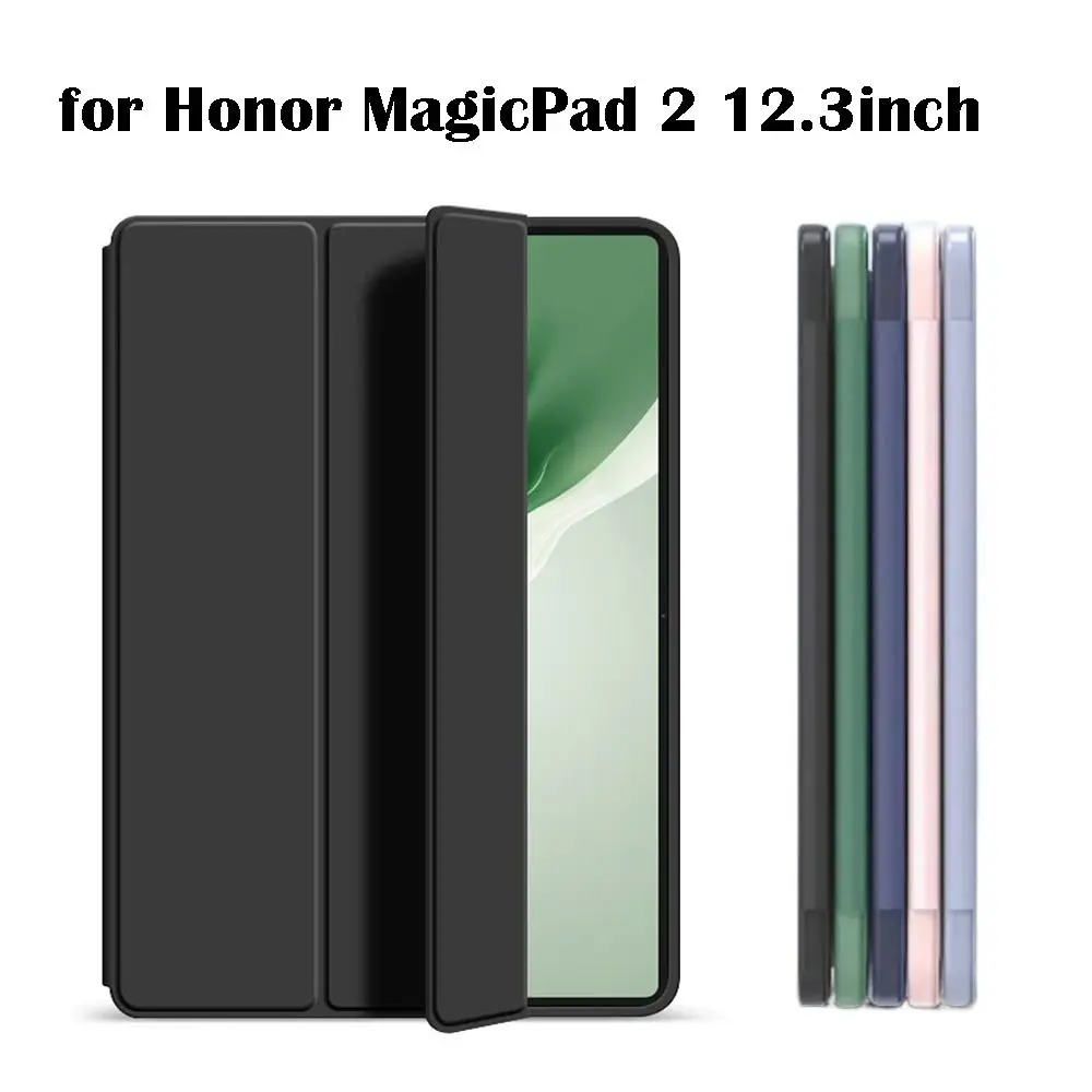 New Tri-Folding Stand Tablet Case Multi-Angle Viewing Shockproof Tablet Funda Silicone Anti Scratch to Honor MagicPad 2 12.3inch