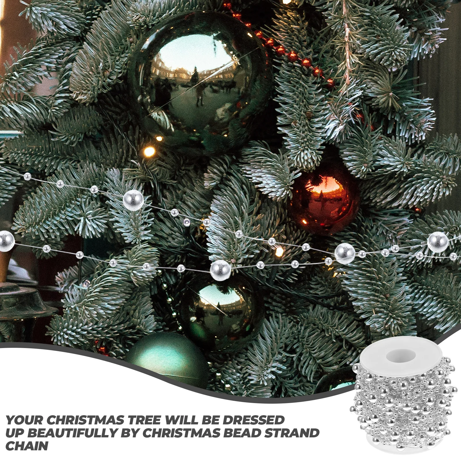 

1 Roll Beads Chain Garland Made of Artificial Pearls Lightweight Flexible DIY Beads Strand for Holiday Home Decoration