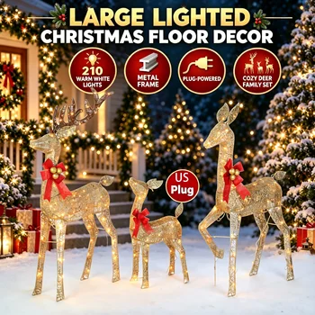 3D LED Reindeer Family Set 1