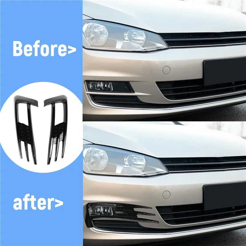 

New Arrival For Golf 7 MK7 2013-2017 Gloss Black Car Bumper Fog Light Grille Cover Trim