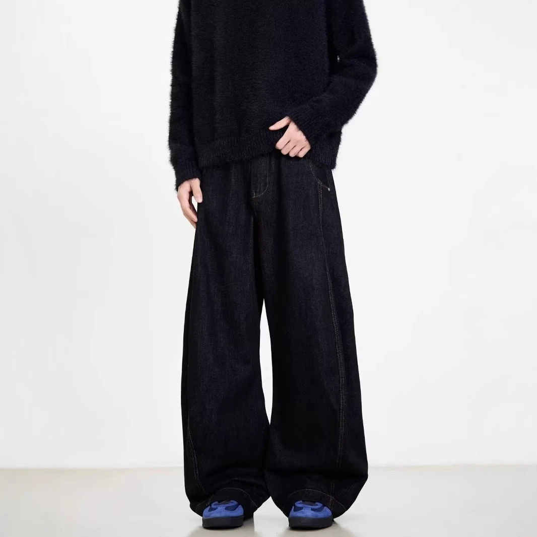 IEFB الصيف الرجال الدنيم السراويل القديمة الأزرق غسلها الرجال الجينز مستقيم ملابس رجالية عادية #2