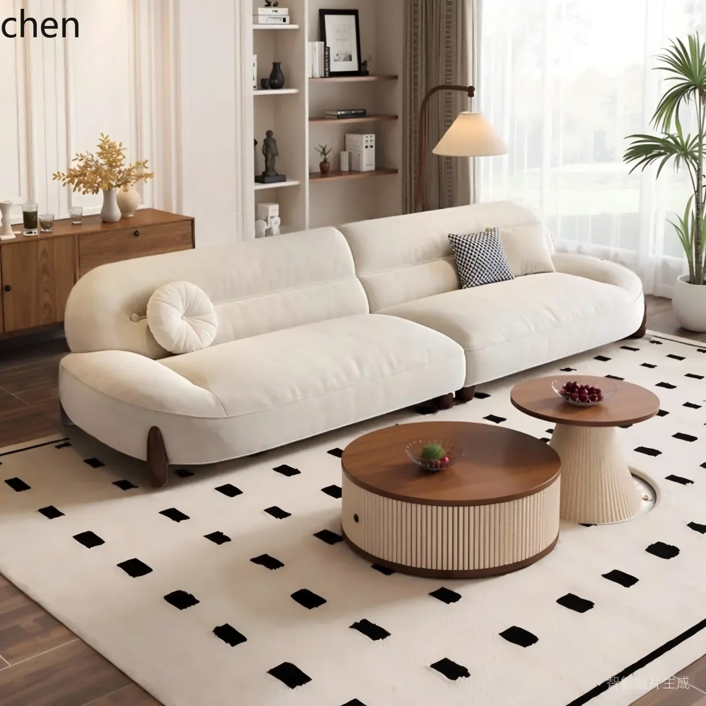

X5-18 modern minimalist cloud skin-friendly flannel small apartment living room straight row sofa