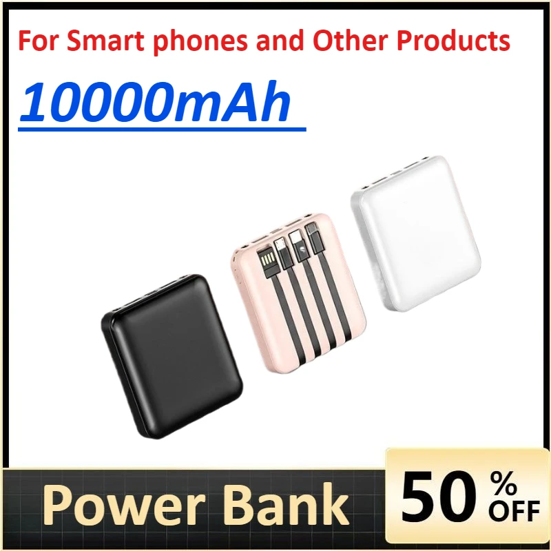 

Mini Compact Portable Power Bank 10Ah Mobile Phone Charger Built-In Type-C/ Micro/Suitable for Smart phones and Other Products