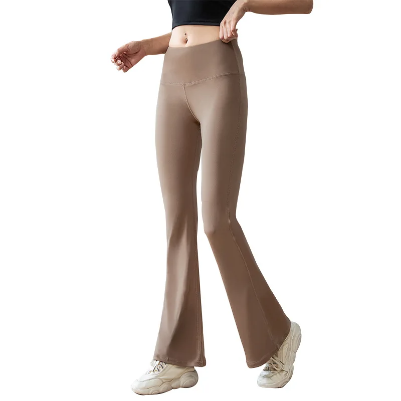 새로운 와이드 레그 요가 팬츠 여성용 하이웨이스트 힙업 플레어 스포츠 레깅스 누드 캐주얼 러닝 루즈 벨보텀 팬츠