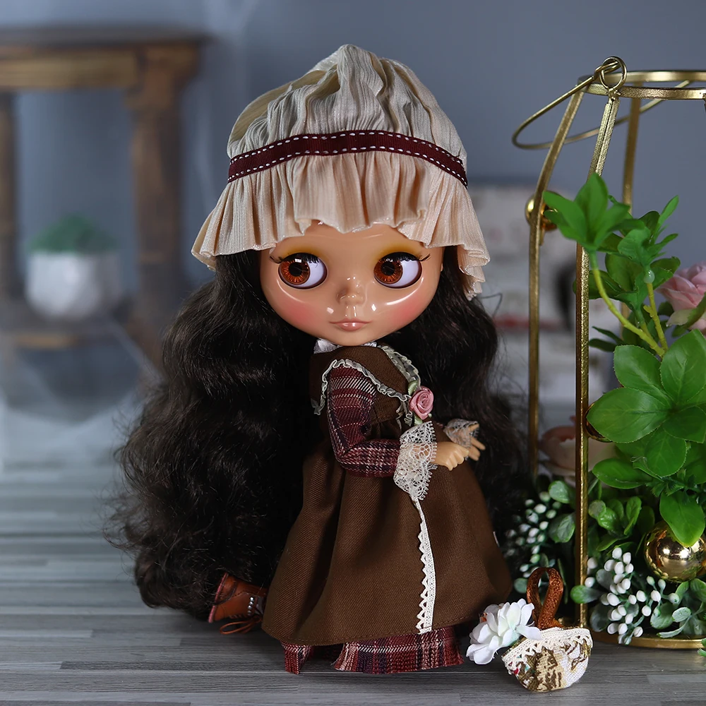 lCY DBS Blyth 1/6 Doll 30cm Tan Skin Glossy Face Set Girl BJD Doll Full Set SD