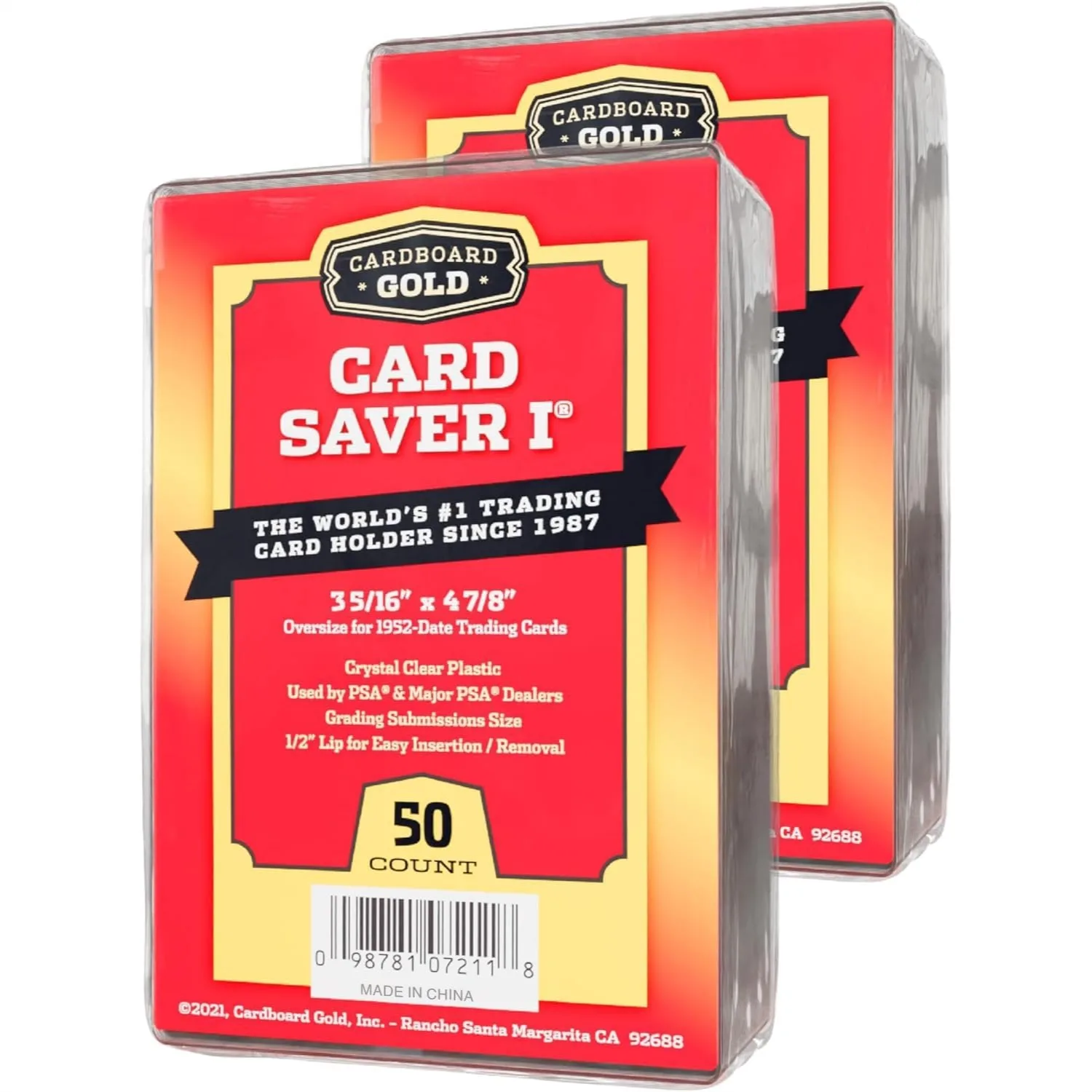 

Cardboard Gold Card Saver 1-100 Count Semi Rigid Card Holders for Baseball Trading Sports Cards, with Storage Box Compatible