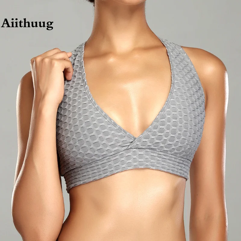 

Aiithuug Running Bra Sports Bras Quick Dry Yoga Bra Breathable Gym Tops Elastic Criss Cross Back Fitness Top Active Wear Crops