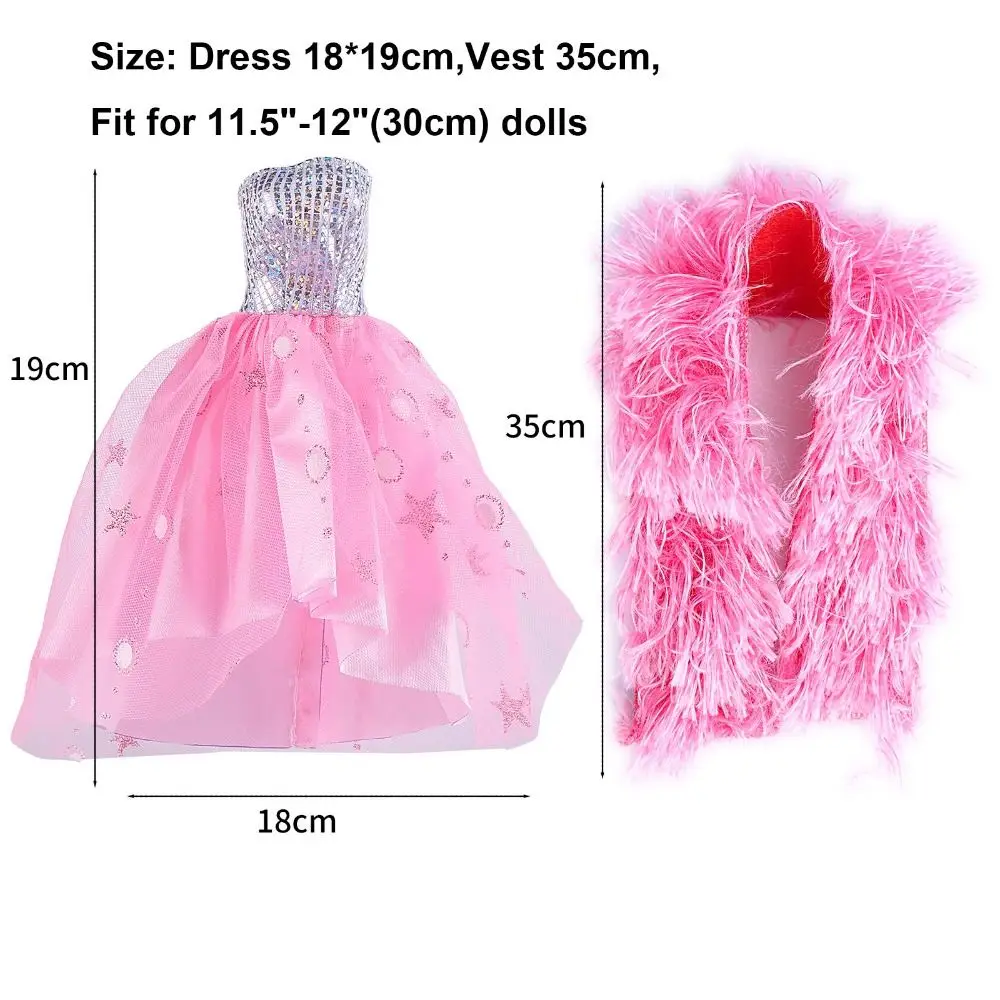 Eleganckie ubrania na przyjęcie z naszyjnikiem, butami, sukienki księżniczki, garnitur dla lalek BJD 30 cm / dla lalek 1/6 / dla lalek 11,5 cala