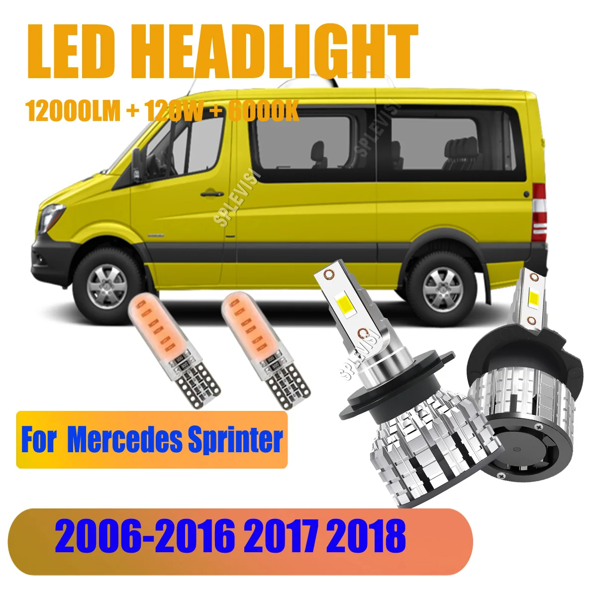 

H7 Headlights IMPROVEED BEAM & VERY EFFICIENT THERMAL DISSSIPATION For Mercedes Sprinter 2006-2011 2012 2013 2014 2015 2016-2018