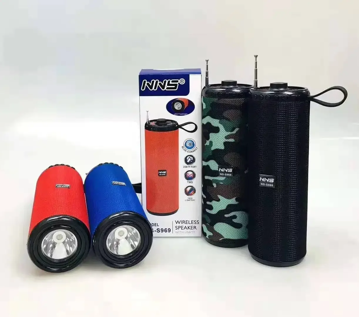 

NNS NS-S969 2020 Новинка: портативная беспроводная колонка с X-басами, фонариком, 3-полосным MP3-плеером и радио