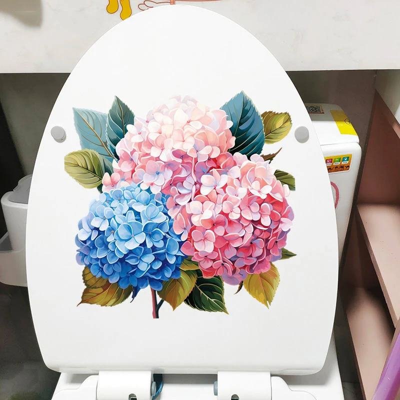 Watercolor Hydrangea Bouquet Wall Sticker Bathroom Toilet Decor  Refrigerator Home Decoration Decals  S202