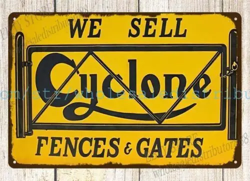 cyclone fences gates metal tin sign nostalgic garage shop room wall decor