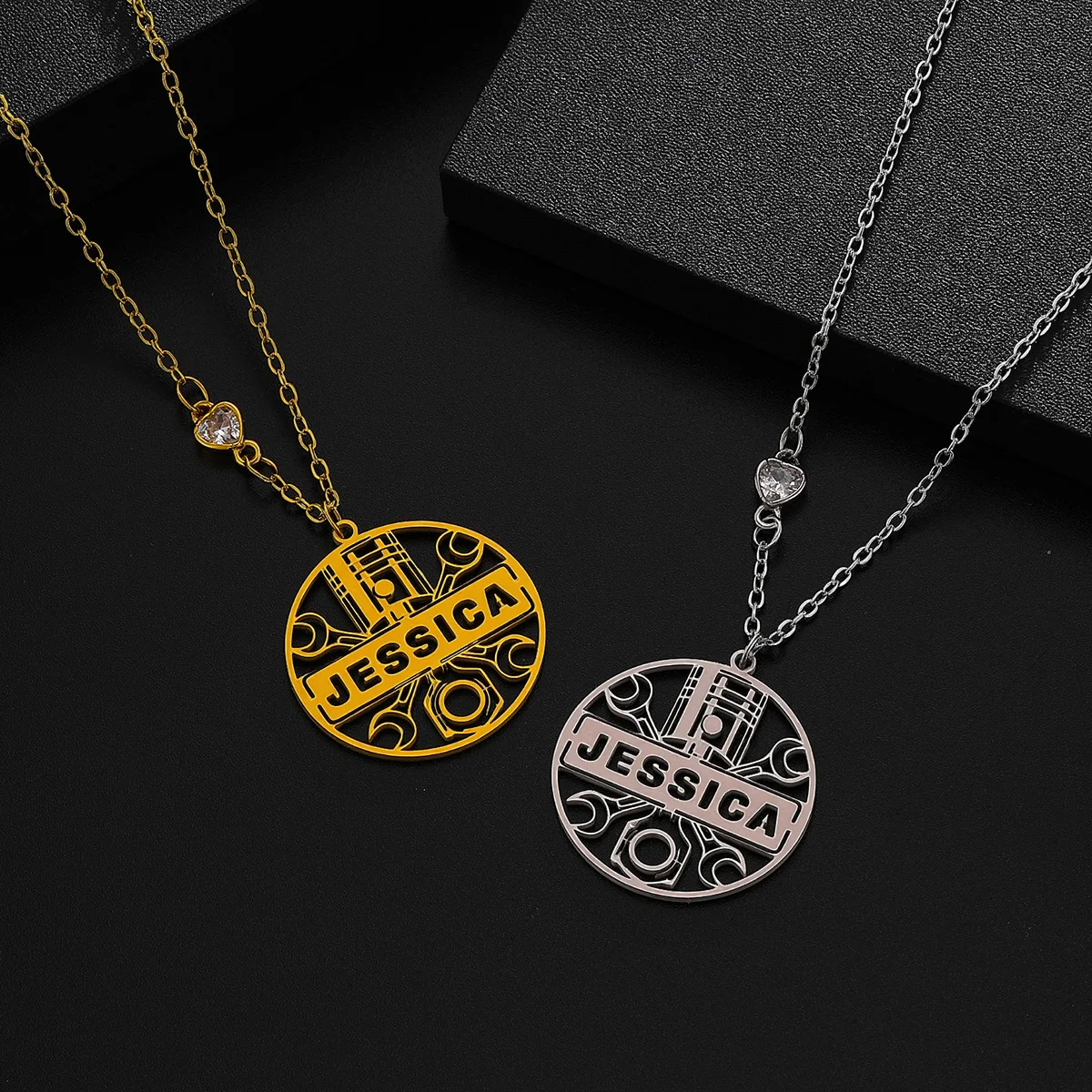 Customized Name Tool Wrench Design Pendant Necklace Personalized Stainless Steel Necklace Jewelry