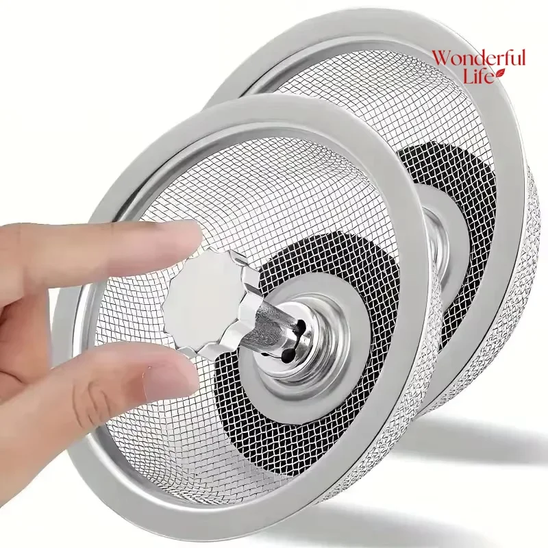 2Setc Drain Basket Kitchen Sink Strainer Set With Handle Stopper Me Handle Stopper Kitchen Sink Strainer Stainless Replacement
