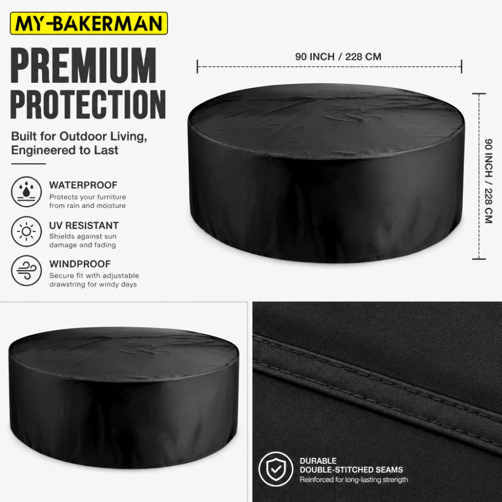 Oxford 210D Outdoor Waterproof Round Furniture Cover Sofa Dining Table Protection Patio Rain and Snow Meal Zhuo Dust Cover