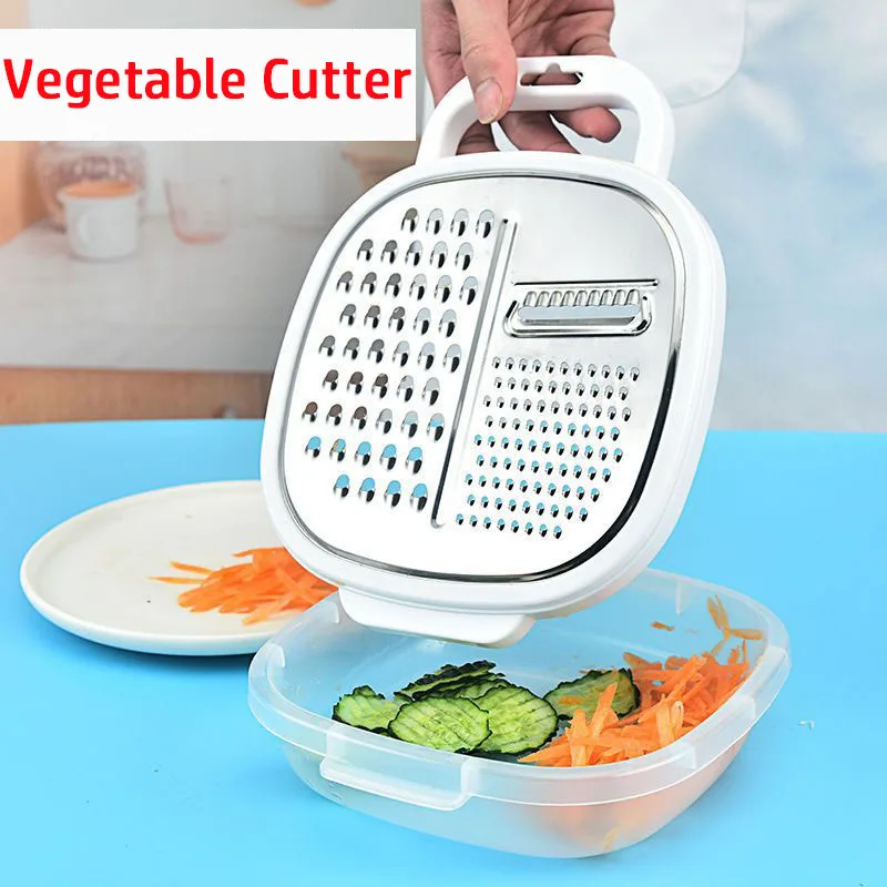 

Multi-Purpose Vegetable Cutter With Lid Stainless Steel Lunch Box Shredder Potato Cucumber Fruit Slicer Grater Kitchen Gadgets