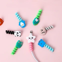 1Pc Cartoon Spiral USB Protector Charging Cable Saver Silicone Bobbin Winder for CellPhone Organizador Cable Phone Accessories