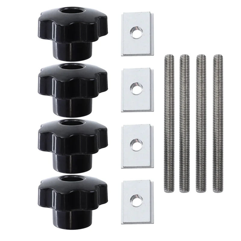 

4pc/Set Handle T-slot Slider Miter T-track Jig Screw Fixture For Table Saw Router Chutes Rail DIY Woodworking Bench M8x100mm