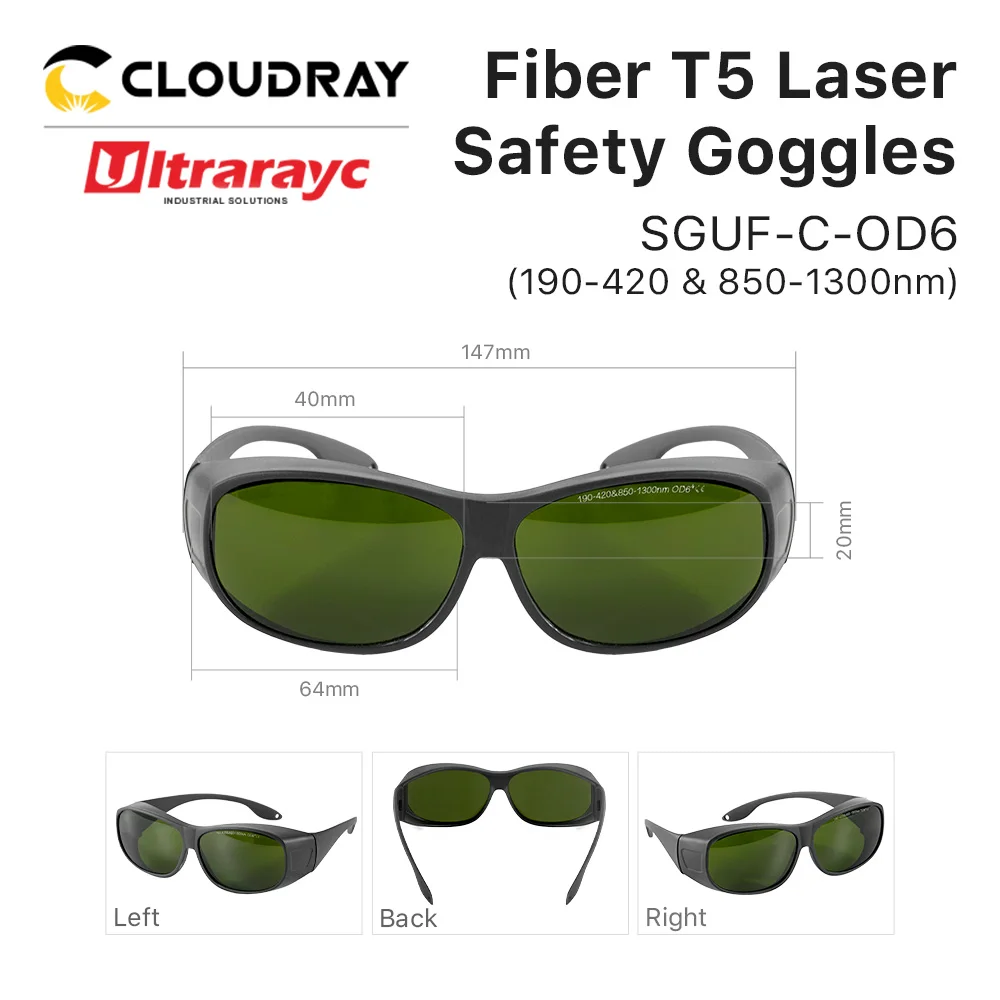 Ultrarayc 1064nm gafas de seguridad láser gafas protectoras escudo gafas estilo C 850nm-1300nm para láser de fibra YAG DPSS