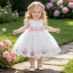 Baby Party Girls Flower Dress for Kids 1st Birthday Baptism Prom Girl Dress Wedding Evenning First Communion Princess Ball Gown