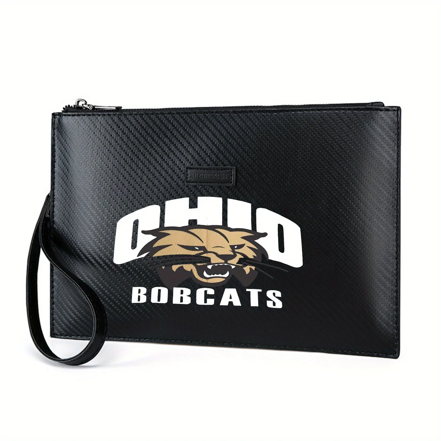 wildcat-logotipo-ohio-bobcats-design-de-texto-elegante-impresso-pu-bolsa-masculina-elegante-e-pratica-para-transporte-diario