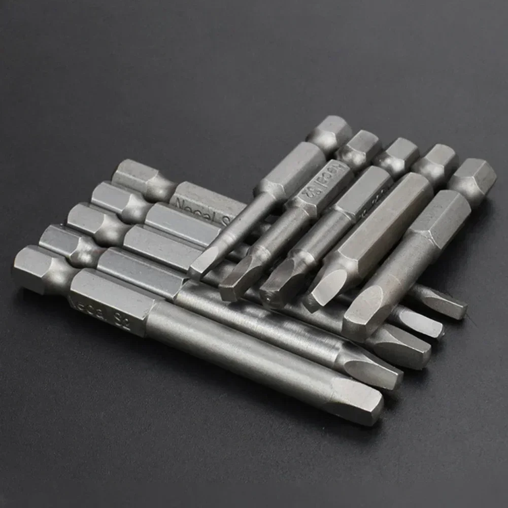 6Pcs SQ1-SQ5 Magnetic Screwdriver Bits 50mm Square Head Hex Shank Alloy Steel For Manual Electric Screwdriver Drill Tools