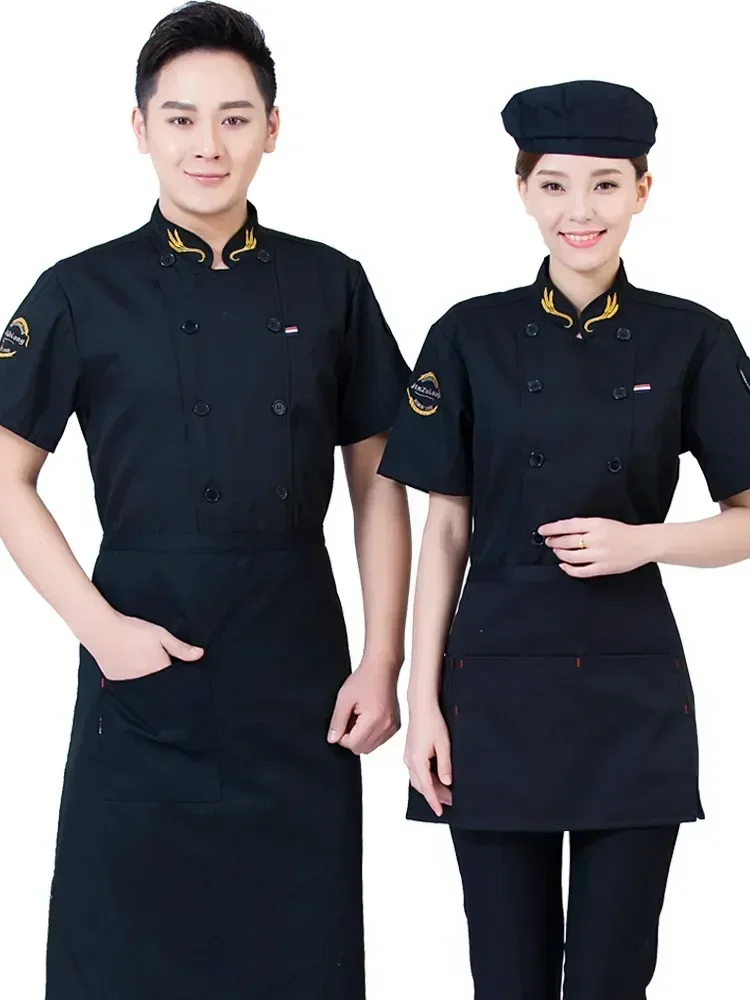 Uniforme respirável do cozinheiro do cozinheiro chefe para homens, roupa do hotel, revestimento da padaria, tops da cozinha, serviço do alimento, manga curta, camisa da qualidade