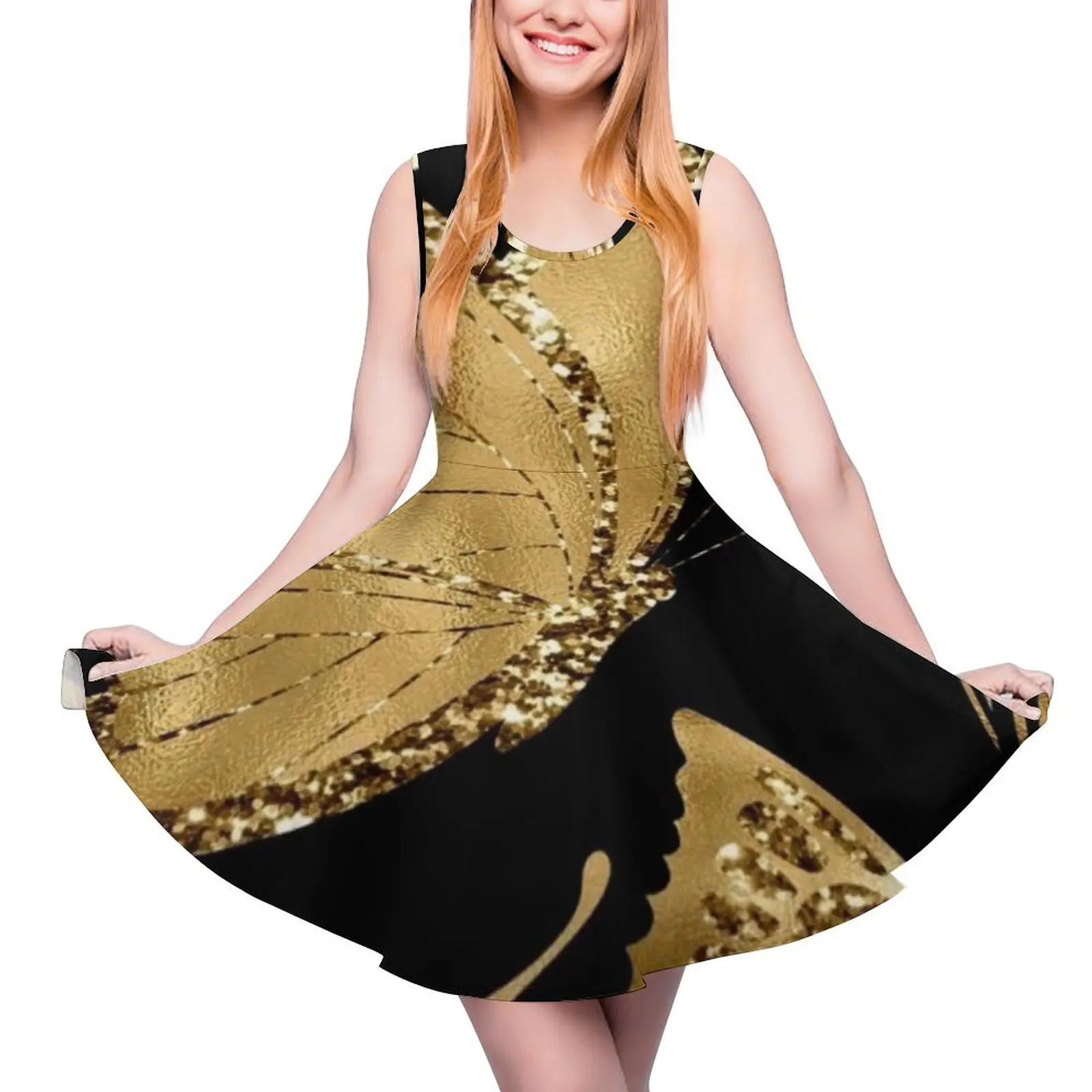 

Golden butterfly Sleeveless Dress women"s summer dress 2024 Woman fashion elegant party dresses for women 2024 cute dress