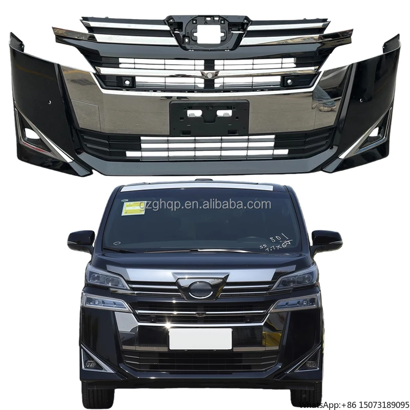 

Original High-quality Car Bumper, Grille, and Front Lip Compatible with Vellfire Bumper, Black Body Kit, 2018-2023.