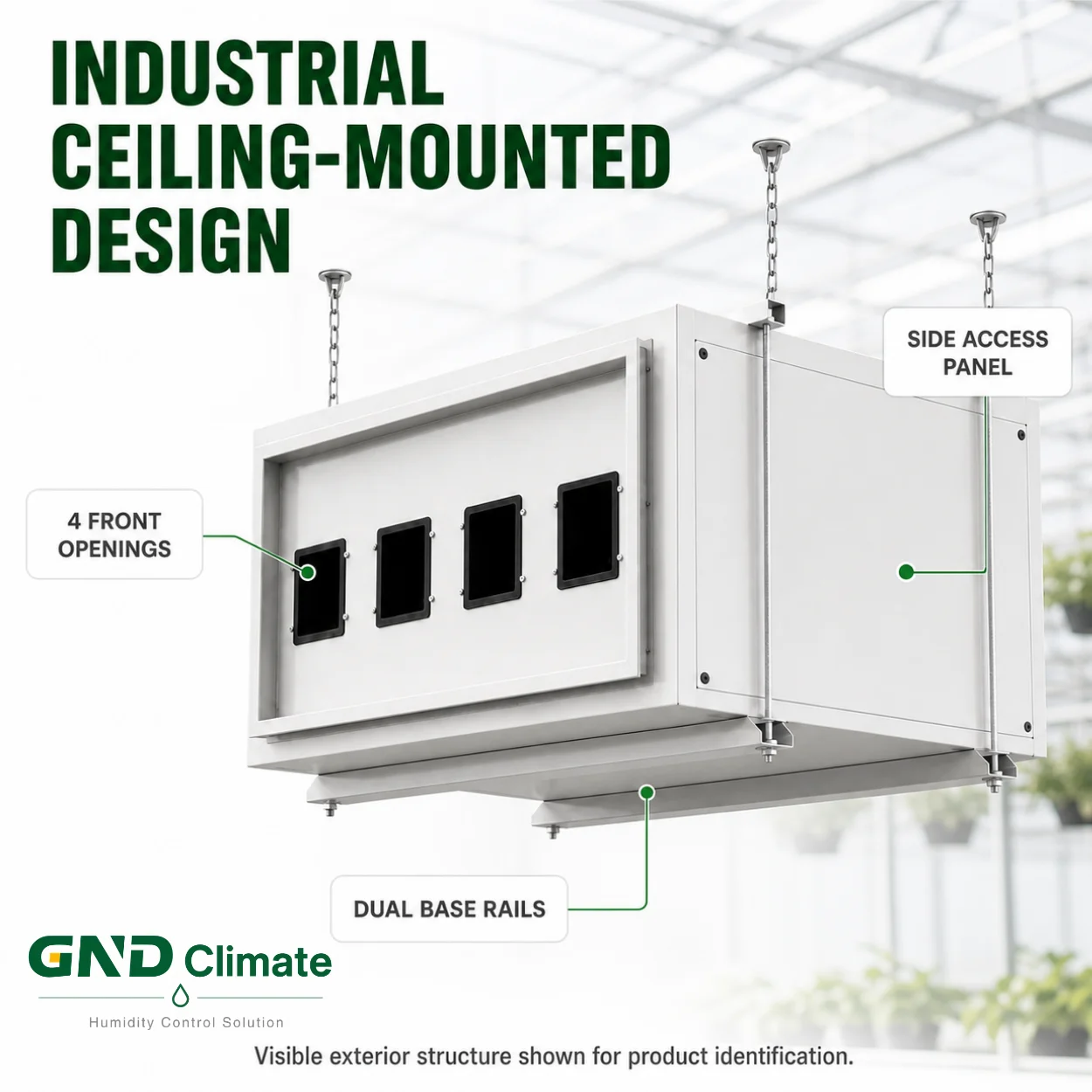 External Drainage for Commercial Humidity Control Ceiling Mounted Greenhouse Dehumidifier with 6000 M/h Airflow