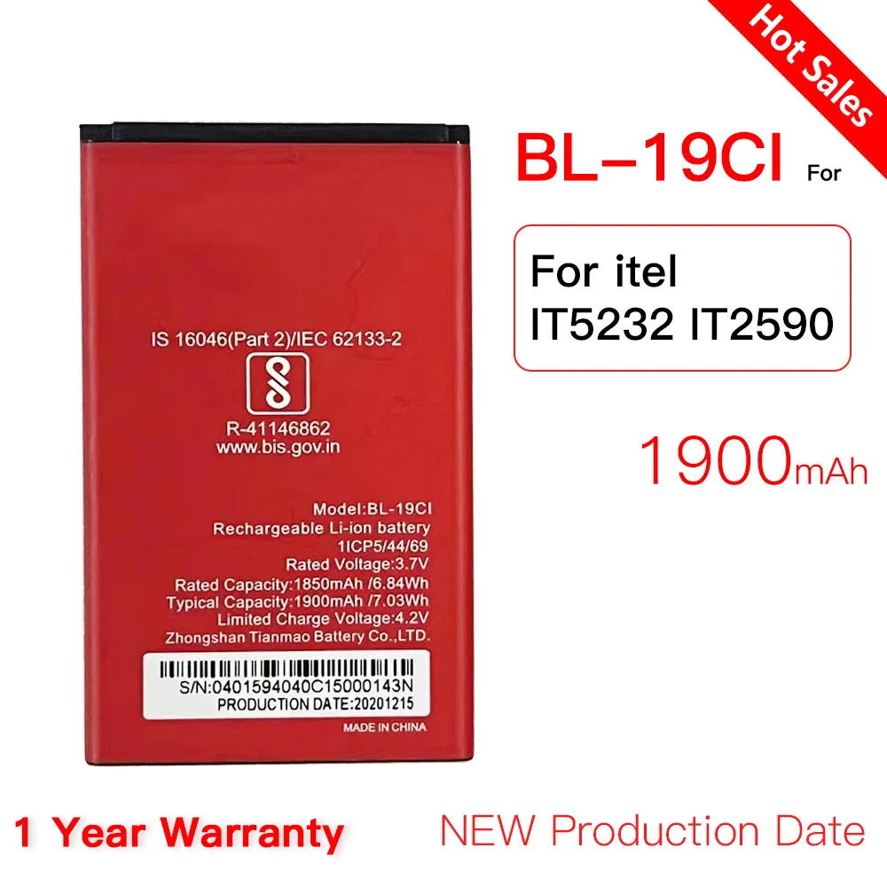 

New original battery 1900mAh BL-19CI battery For itel it5232 it2590 BL 19CI mobile phone Batteries Batteria