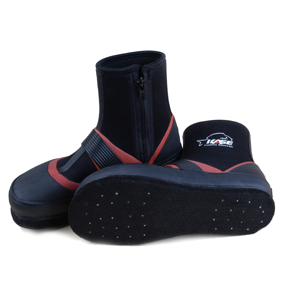 Fly Fishing Rock Climbing Shoes Aqua Wading Shoes Zip Felt Steel Nail Sole Elastic Rubber Shoes No-slip Hunting Waterproof Boots