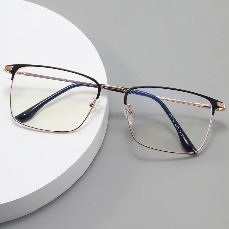 158mm Legierung Quadratische Myopie‑Brille Blaulichtblocker Herren Damen Großes Gestell Für Großen Kopf Optische Rezeptbrille – Detail 4