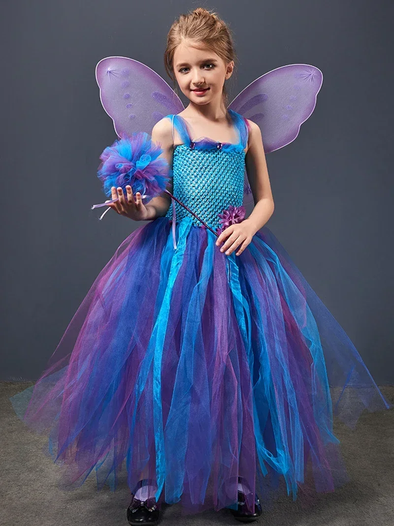 Tutu Cosplay en maille pour filles, vêtements de danse pour enfants, costume de performance animal elfe mignon, robe de princesse pour fête d'Halloween et carnaval