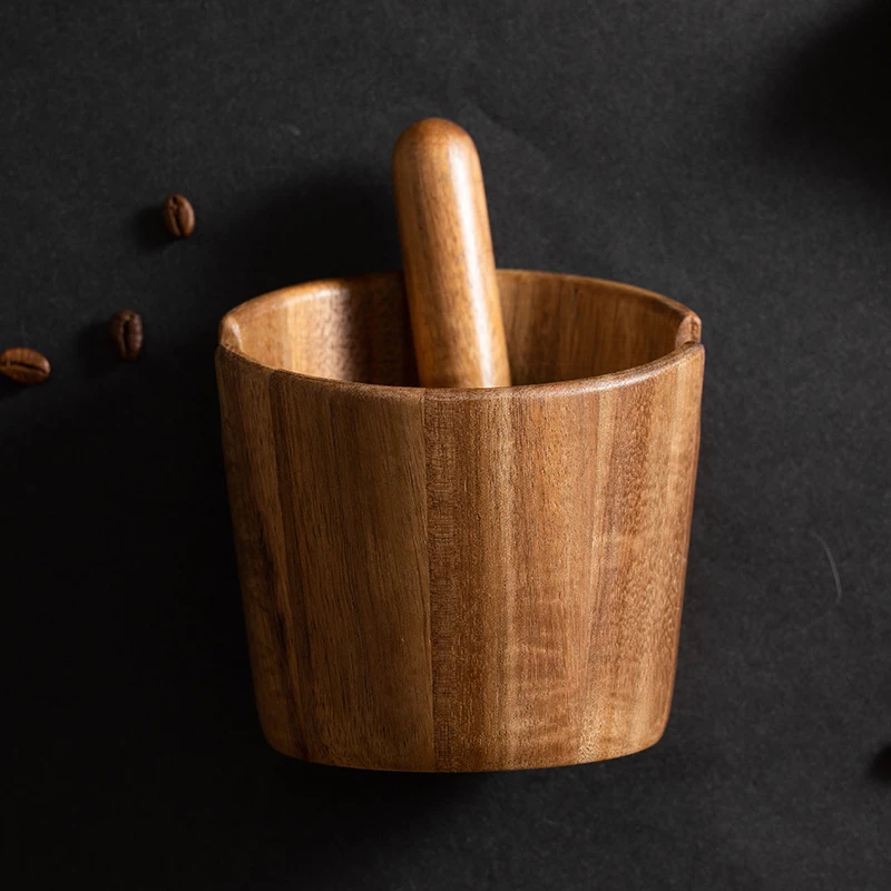 Knock The Slag Bucket Coffee Grounds Knock Box Ground Coffee Container Solid Wood Knocking Tank Coffe Accessories Barista Tools