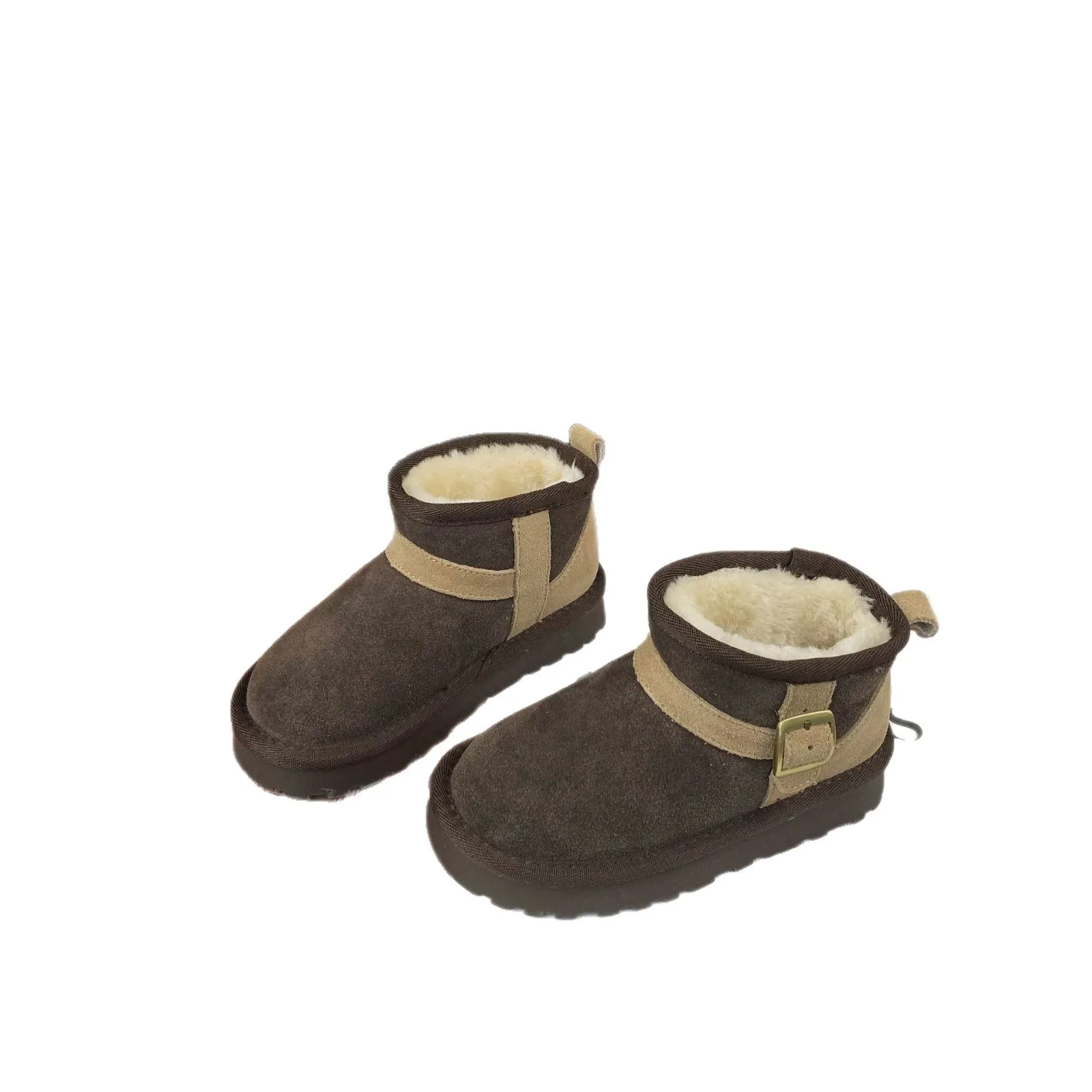 

New Winter Kids Toddler Snow Boots Children's Boys Girls Suede Upper Plush Lining Thickened Warm Non-slip Leather Boots