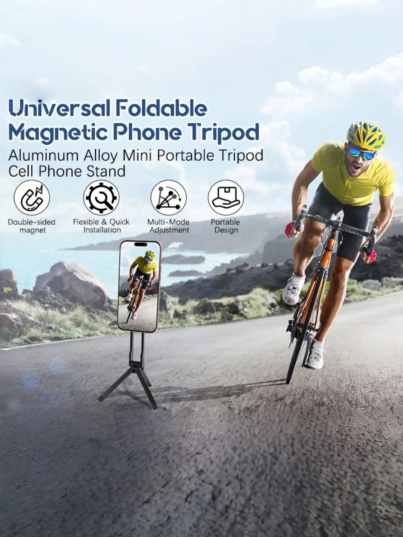 Car Phone Holder with Carabiner - Universal for All Phones, 3-in-1 for Driving Navigation, Outdoor Travel & Desktop Use
