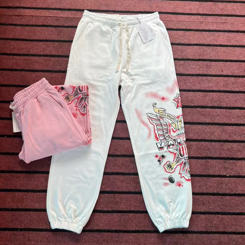 

V VALLEY American High Street Spor повседневные брюки из чистого хлопка с принтом fiti, уличная одежда, свободные мужские брюки